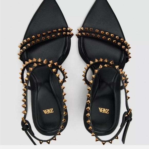 Zara limited edition pure leather studded heels - Picture 3 of 9